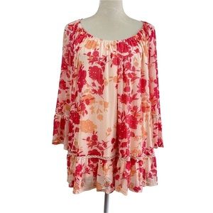 Lifestyle Attitude Floral Print Ruffle Sleeves Blouse Women’s Plus Size 2X